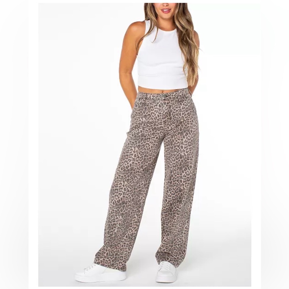Juniors Leopard Print Wide-Leg Pants